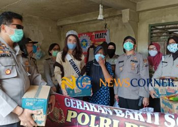 Sri Bunga Rizky, Putri Indonesia Sumut 2018 dan Kapolsek Helvetia Bantu Keluarga Korban Kebakaran