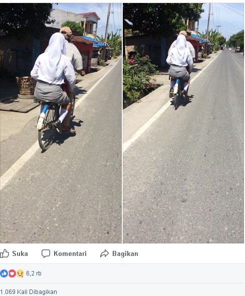 Potonya Dibonceng Ayah  Naik Sepeda Reot Ke Sekolah Viral. Wanita Ini Tuai Simpati Netizen…