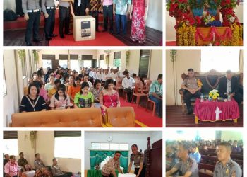 Polres Nias Sambangi Sejumlah Gereja dan Sampaikan Sumbangan
