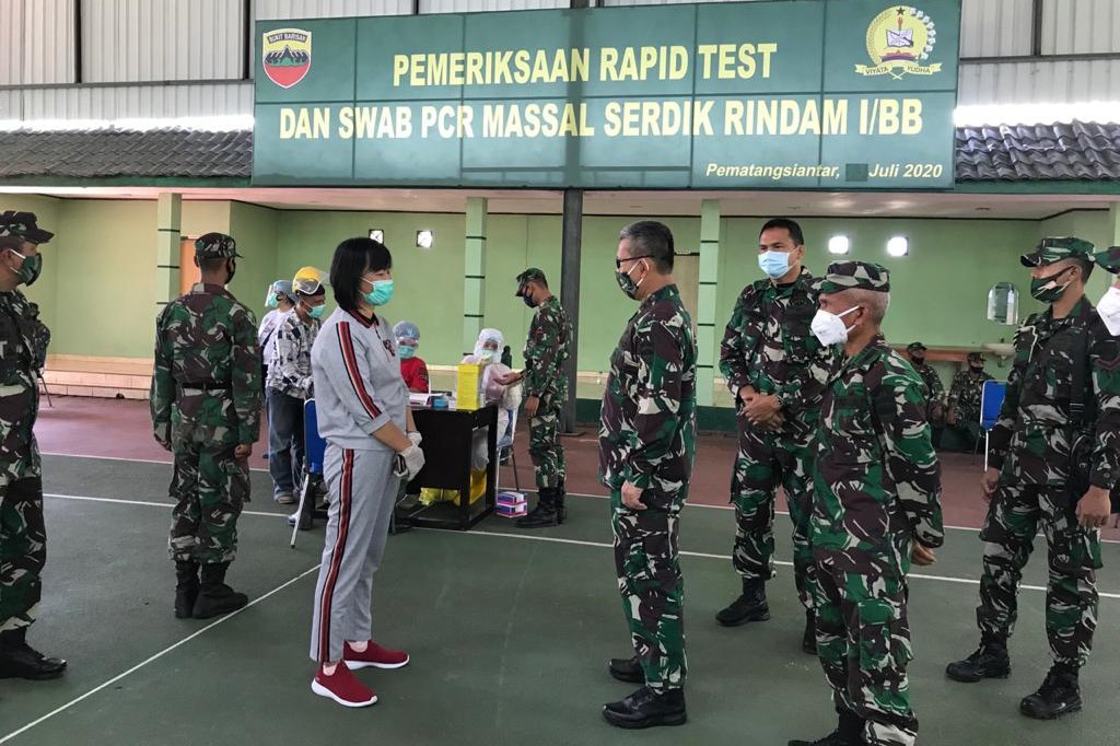 1377 Prajurit TNI Rindam I/BB Siantar Dirapid Test, 78 Reaktif dan Dievakuasi ke RS Putri Hijau Medan