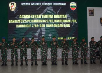 Pangdam I/BB Pimpin Sertijab Danrem 022/PT, Danrem 023/KS, Danrindam I/BB, Danbrigif 7/RR dan Danpomdam I/BB