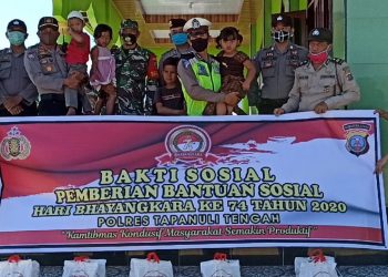 Polres Tapteng dan Kodim 0211/TT Bakti Sosial Sambut Hari Bhayangkara