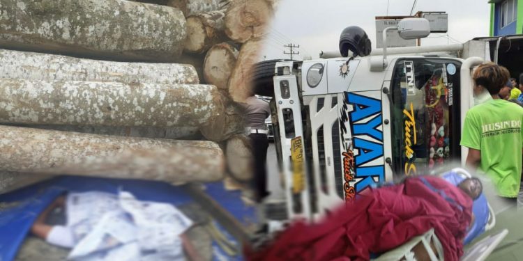 Supir Truk Kayu Tewas Tertimpa Muatannya Saat Ganti Ban
