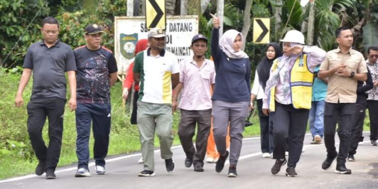 Capai 100 %, Wabup Atika Tinjau Ruas Jalan Tambiski-Sayur Maincat