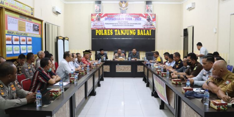 Kapolres Tanjung Balai Pimpin Rapat Koordinasi Lintas Sektoral Pengamanan Natal Tahun 2022 dan Tahun Baru 2023