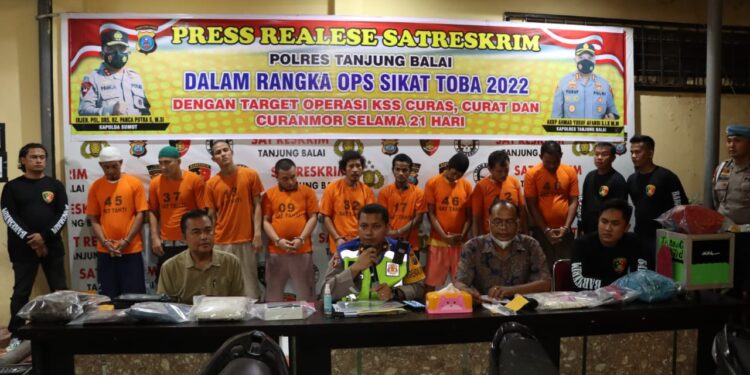 Sat Reskrim Polres Tanjung Balai Gelar Konferensi Pers Ungkap Kasus selama Ops Sikat Toba 2022