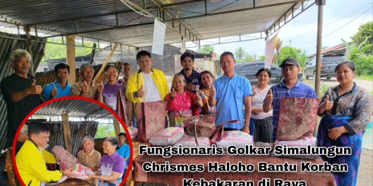 Fungsionaris Golkar Simalungun Chrismes Haloho Bantu Korban Kebakaran di Raya