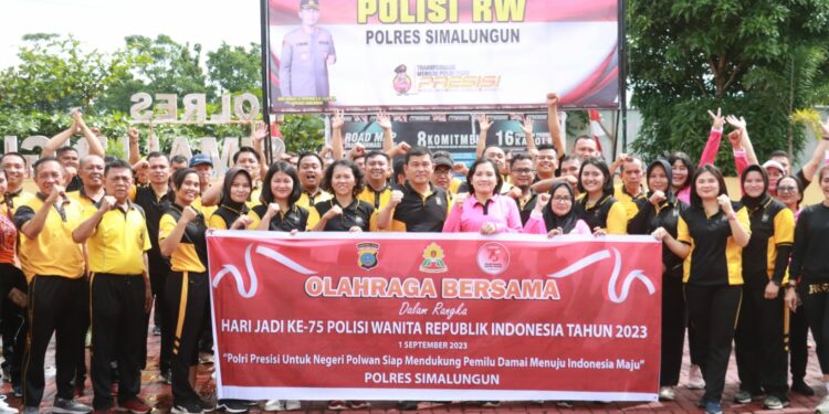 Hari Kesatuan Gerak Bhayangkari ke-71 dan Hari Jadi Ke-75 Polwan, Polres Simalungun Gelar Olahraga Bersama