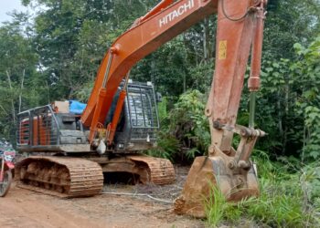 Operasi Penertiban Tambang Liar Dalam Kawasan Hutan, Tim Gabungan Dinas LHK Sumut Amankan 1 Unit Excavator PETI Di Siulangaling