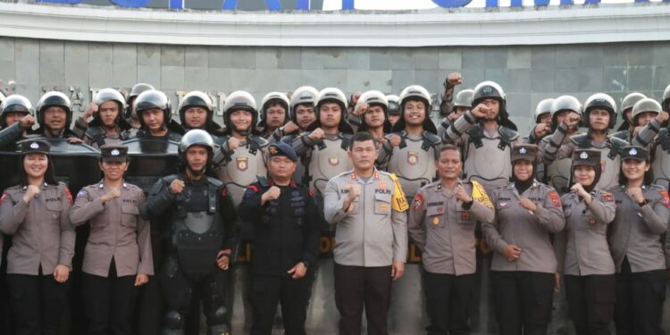 Polres Simalungun Gelar Pelatihan Pengendalian Massa Bersama Brimob Guna Kesiapsiagaan Pemilu 2024