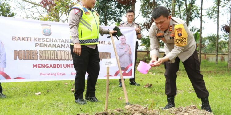 Polres Simalungun Gelar Bakti Sosial dan Penanaman 100 Pohon, Jelang Rakor SDM Polri 2023