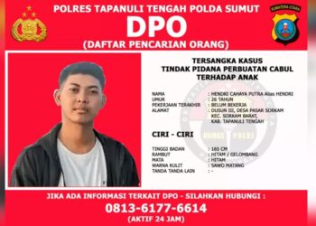 Hendri Cahaya Putra, buronan kasus rudapaksa 30 anak di Tapteng, ditangkap setelah dua tahun buron, diumumkan Polres via media sosial.
