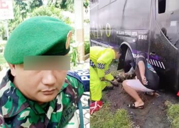 Kecelakaan tragis di Jalan Medan, Kabupaten Simalungun, menelan korban prajurit TNI, Saipul Anwar, akibat bus Eldivo menabrak sepeda motor.
