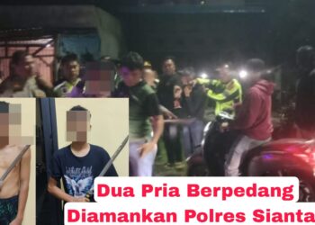 Dua Pria Berpedang Ditangkap Polres Pematangsiantar di Depan Pabrik STTC