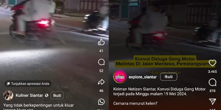 Video Konvoi Geng Motor di Jalan Merdeka Siantar, Diduga Hasil Repost! Video konvoi geng motor bersenjata di Siantar, viral dan menimbulkan keresahan warga, diduga merupakan video lama yang diunggah ulang.