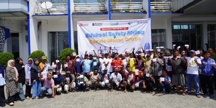 Semarak HUT RI ke 80, Pelindo Menggelar Edukasi Safety Riding dan Service Motor Gratis di Belawan