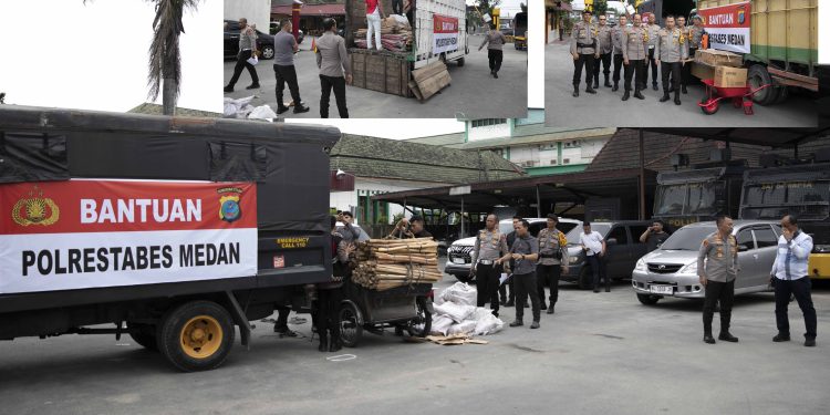 Wujud Kepedulian: Polrestabes Medan Salurkan 1.620 Item Peralatan ke Wilayah Bencana