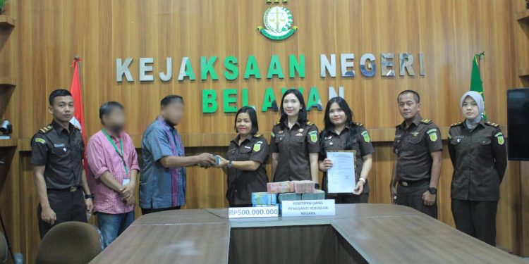 Kejari Belawan Terima Uang Pengganti Rp500 Juta Kasus Korupsi Dana BOS SMA Negeri 19 Medan