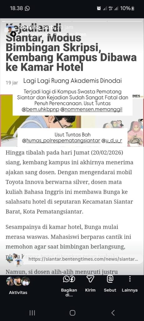 Skandal Dosen di Siantar Terulang Lagi, Putra Pasaribu Serukan Tekanan Publik ke Polres dan Kampus!