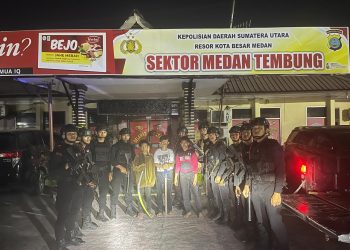 Patroli Dini Hari Brimob Sumut Sikat Tawuran dan Balap Liar, Belasan Remaja Diamankan di Medan