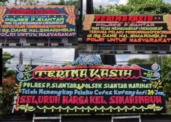 Sinergi Menguat, Rangkaian Papan Bunga Apresiasi Keberhasilan Polres Pematangsiantar Ungkap Kasus Curas