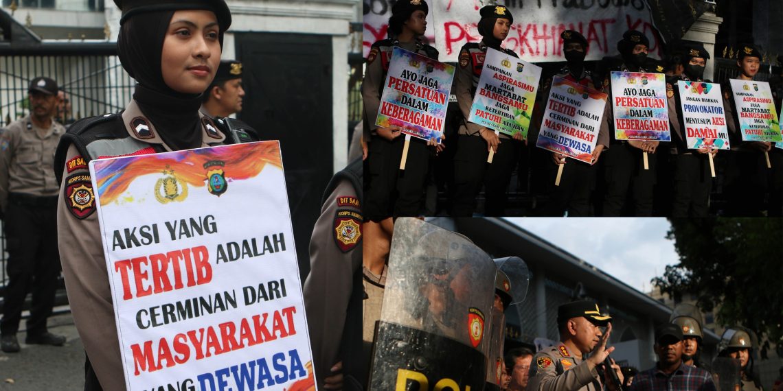 Poster Damai dan Senyum Polwan Warnai Unjuk Rasa Mahasiswa Nommensen Poster Damai dan Senyum Polwan Warnai Unjuk Rasa Mahasiswa Nommensen