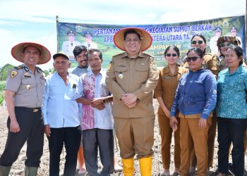 Gubsu Bantu Bibit Jagung 40 Hektare, Bupati Vandiko Turun Lapangan Tanam Benih Bersama Petani