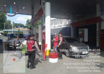 Sat Samapta Polres Pematangsiantar Perketat Pengawasan SPBU, Pastikan Pengisian BBM Aman dan Kondusif