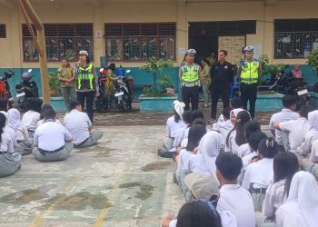 Cegah Pelajar Jadi Korban Laka Lantas, Satlantas Polres Pematangsiantar Edukasi 600 Siswa YP Pelita