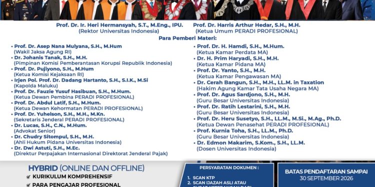 PERADIPROF Bersama  Universitas Indonesia Gelar Pendidikan Khusus Profesi Advokat 
