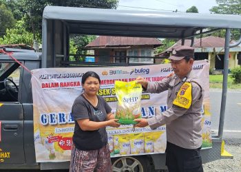 Polsek Siantar Marihat Tebus 500 Kg Beras Murah, Warga Serbu Gerakan Pangan Murah