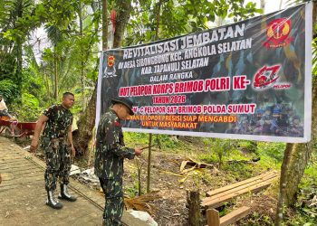 Dalam Rangka Hut Pelopor Brimob Sumut Bersama Masyarakat Revitalisasi Jembatan Rambin Sibongbong, Perkuat Akses dan Kepedulian Sosial