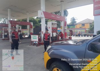 Antisipasi Guantibmas, Sat Samapta Siantar Turun Pantau Pengisian BBM