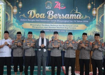 Perkuat Iman dan Pengabdian, Dansat Brimob Sumut Hadiri Doa Bersama HKGB ke-74