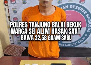 Satresnarkoba Polres Tanjungbalai Ringkus Pria Bawa 22,58 Gram Sabu di Asahan